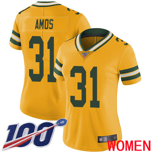 Green Bay Packers Limited Gold Women #31 Amos Adrian Jersey Nike NFL 100th Season Rush Vapor Untouchable->green bay packers->NFL Jersey